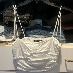 Zara white satin croptop